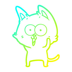 cold gradient line drawing funny cartoon cat