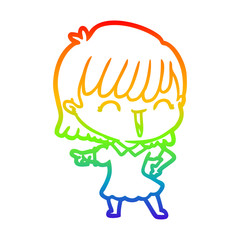rainbow gradient line drawing cartoon woman