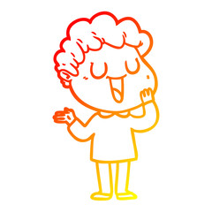 warm gradient line drawing laughing cartoon man