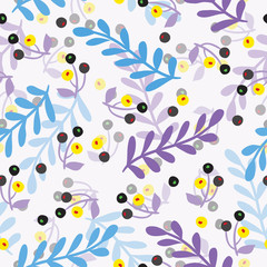 Seamless repeating pattern of leaves and berries