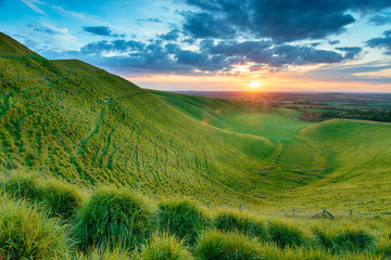 Dramatic sunset over The Manger in Uffington