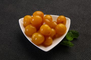 Yellow ripe cherry dessert