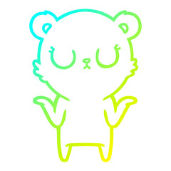 Fototapeta premium cold gradient line drawing peaceful cartoon bear shrugging