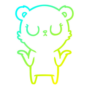 recommend clip art: cold gradient line drawing peaceful cartoon bear shrugging