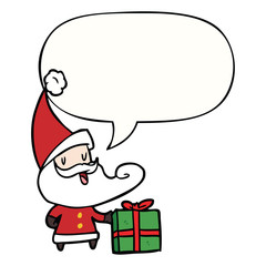 cartoon santa claus and speech bubble