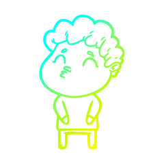 cold gradient line drawing cartoon man pouting