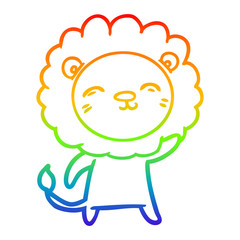 rainbow gradient line drawing cartoon lion