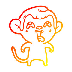 Obraz premium warm gradient line drawing crazy cartoon monkey