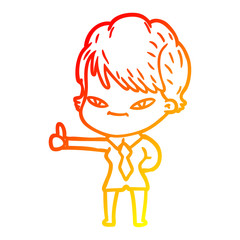 warm gradient line drawing cartoon happy woman