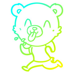 cold gradient line drawing rude cartoon polar bear sticking out tongue