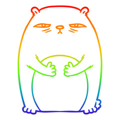 rainbow gradient line drawing cartoon tired annoyed bear