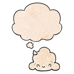 cartoon cloud and thought bubble in grunge texture pattern style