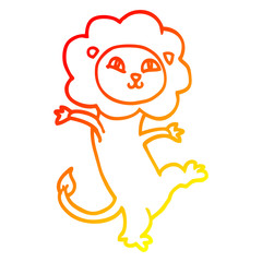 warm gradient line drawing cartoon happy lion