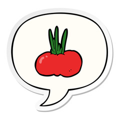 cartoon vegetable and speech bubble sticker