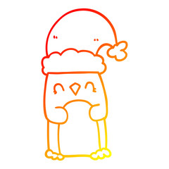 warm gradient line drawing cartoon penguin