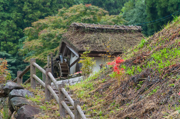 Fototapeta na wymiar 仏隆寺の近くの古風な小屋