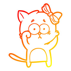 warm gradient line drawing cartoon cat