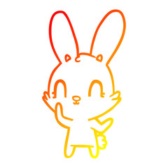 warm gradient line drawing cute cartoon rabbit