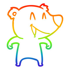 rainbow gradient line drawing laughing bear cartoon