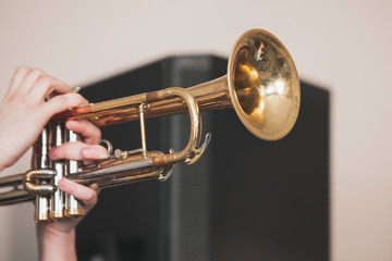 Fototapeta na wymiar Live music background, trumpet