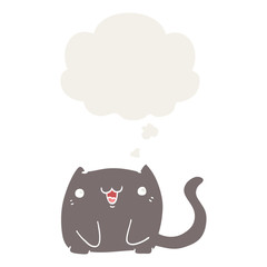 cartoon cat and thought bubble in retro style