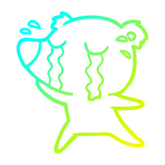 cold gradient line drawing cartoon crying bear
