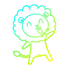 cold gradient line drawing happy cartoon lion