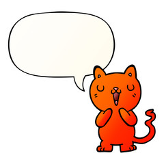 cartoon cat and speech bubble in smooth gradient style