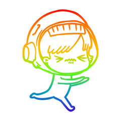 rainbow gradient line drawing angry cartoon space girl