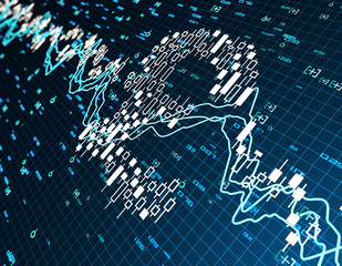 Financial stock market infographics, symbols made up of currencies,pound