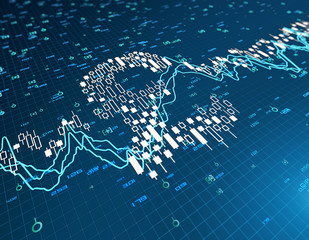 Financial stock market infographics, symbols made up of currencies,pound