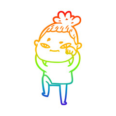 rainbow gradient line drawing cartoon woman