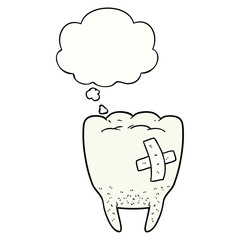 cartoon bad tooth and thought bubble