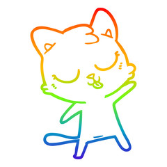 Obraz premium rainbow gradient line drawing cute cartoon cat