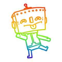 rainbow gradient line drawing cartoon robot