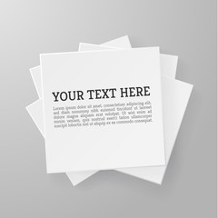 Realistic stack of white paper notes with sample text