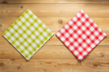 Obraz premium cloth napkin on at rustic wooden plank board table background