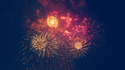 The night sky and flashes of fireworks