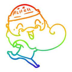 rainbow gradient line drawing happy bearded man