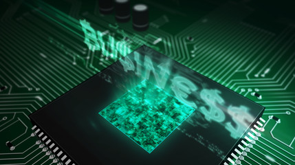 CPU on board with business hologram