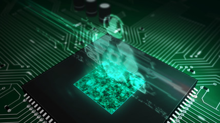 CPU on board with data management hologram