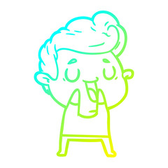 cold gradient line drawing happy cartoon man