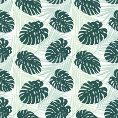 Tropical Leaves Seamless Repeat Vector Pattern