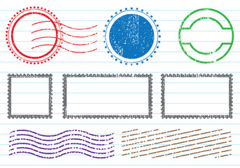 Blank postal stamps set.illustration vector
