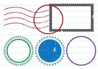 Blank postal stamps set.illustration vector