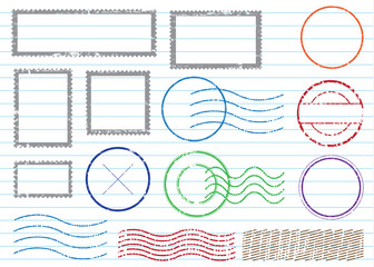 Blank postal stamps set.illustration vector