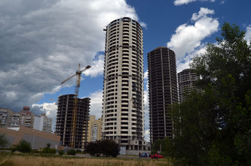 Abandoned more 10 years residential complex construction. Kiev, Ukraine