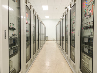 Electrical switchgear,Industrial electrical switch panel at substation in industrial zone at power...