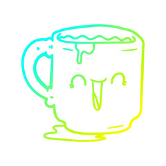 cold gradient line drawing cartoon dirty office mug