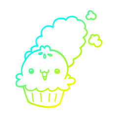 cold gradient line drawing cute cartoon pie